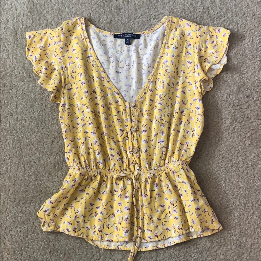 Yellow flowery shirt